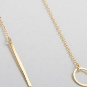 Goldtone Circle & Bar Necklace